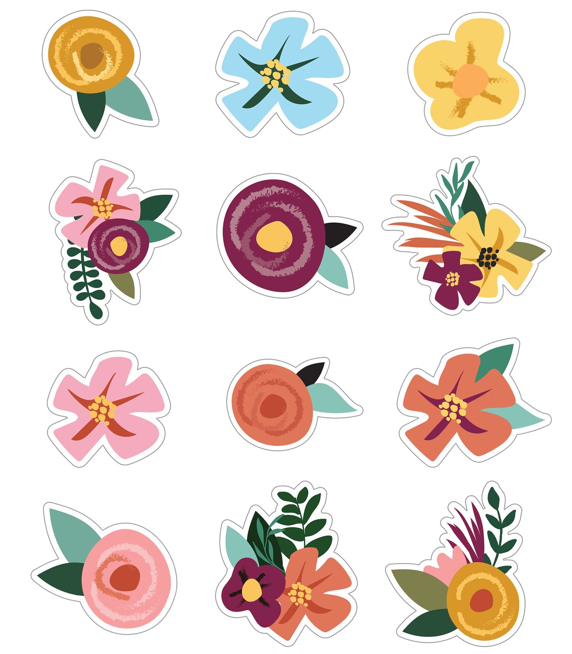 Carson Dellosa Grow Together 36-Piece Flower Cutouts, Colorful Floral Accents, Garden Decor for Bulletin Board, Party, Classroom, and Spring Decorations